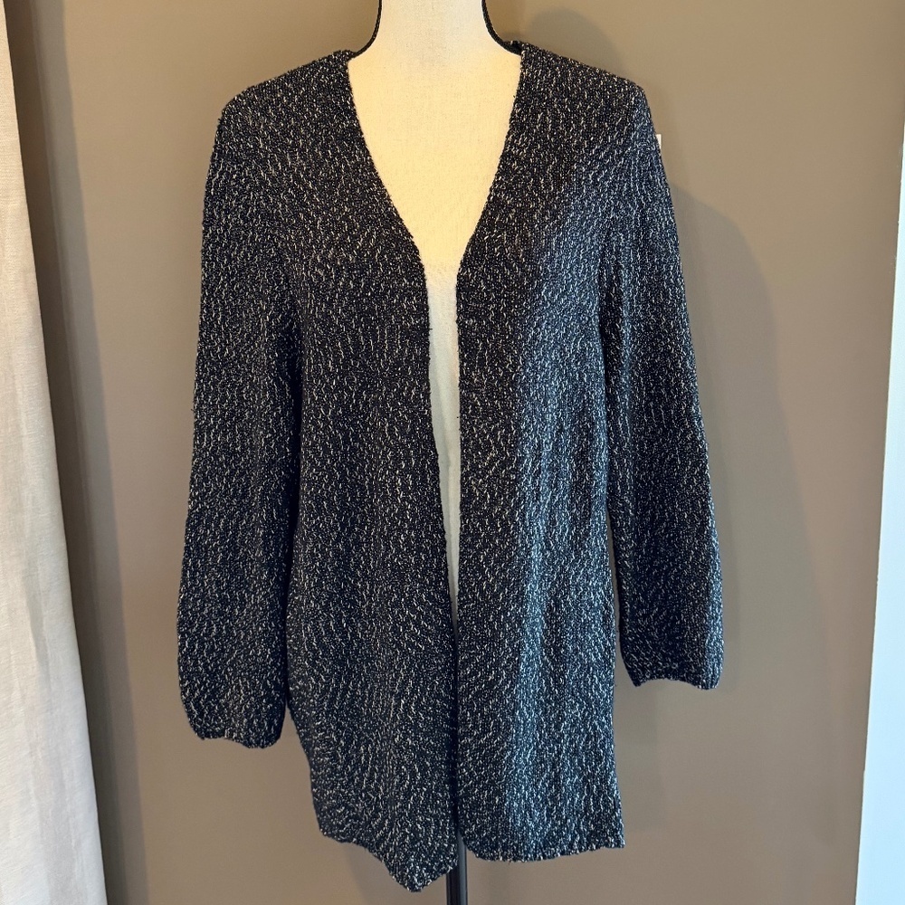 J. Jill Women's Marled Tweed Open Front Thick Knit Cardigan, Size XL